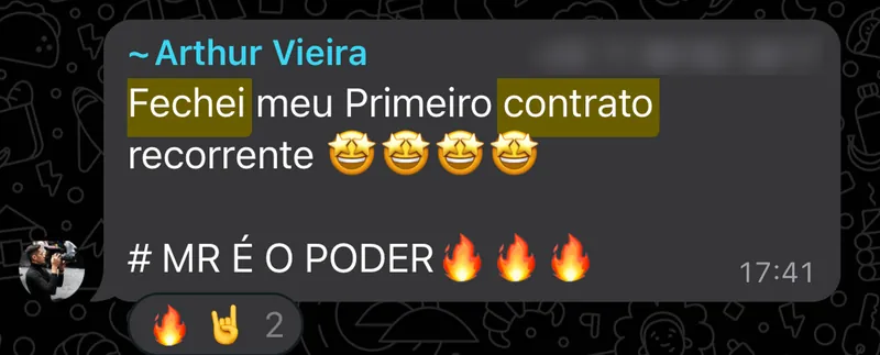 Print: aluno fecha o primeiro contrato recorrente