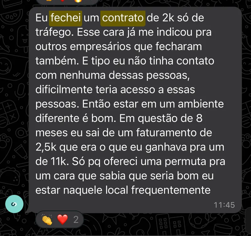 Print: de R$2,5 mil para R$11 mil de faturamento em 8 meses