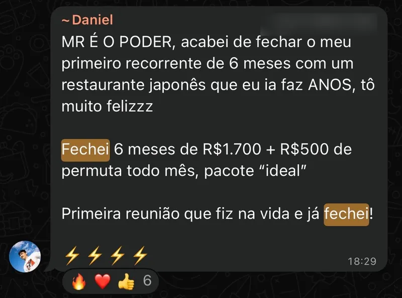 Depoimento de aluno do MR